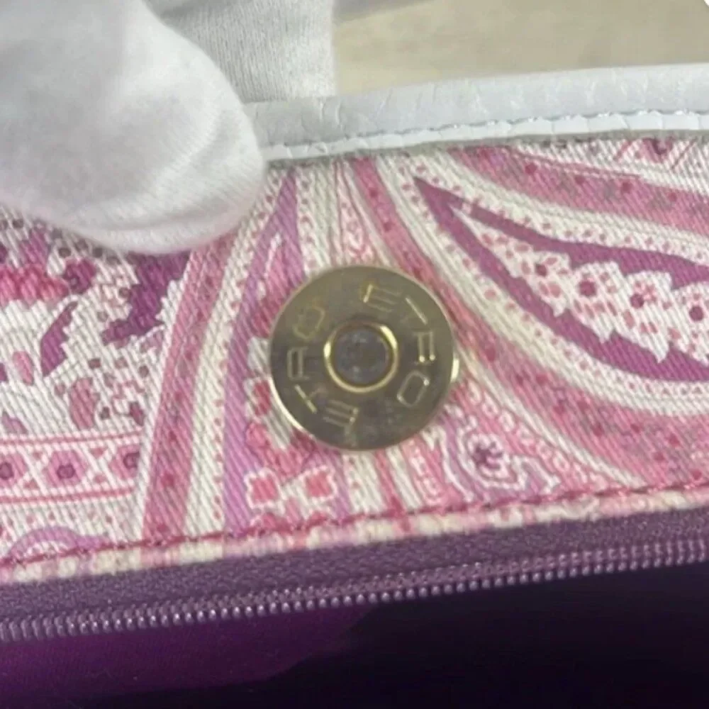 Etro pink paisley cloth tote shoulder bag EUC